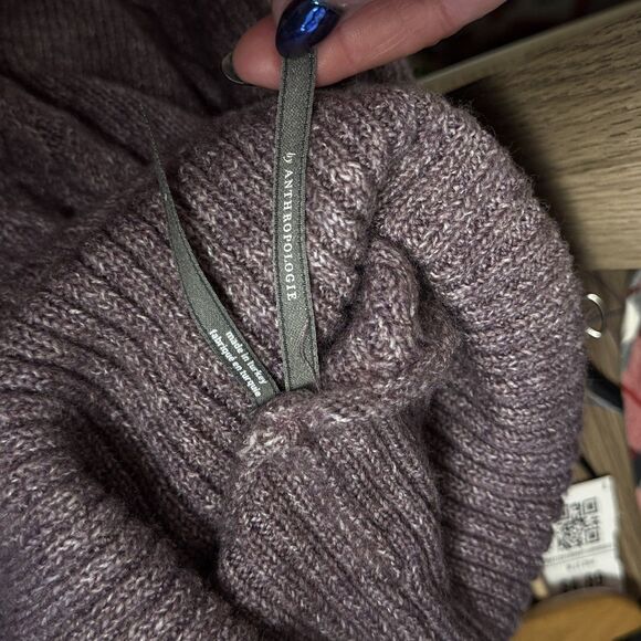 By Anthropologie Mixed Media Turtleneck Cable Sweater Size Medium Ret $118 - Picture 6 of 14